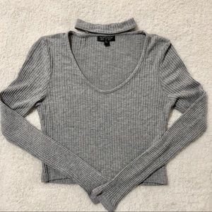 Topshop Long Sleeve Choker Top